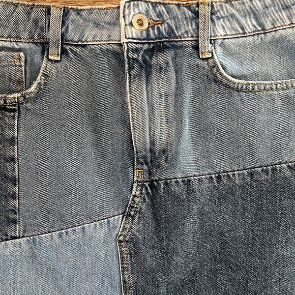 Zara Patchwork Denim Mini Skirt - Blue - Picture 5 of 6